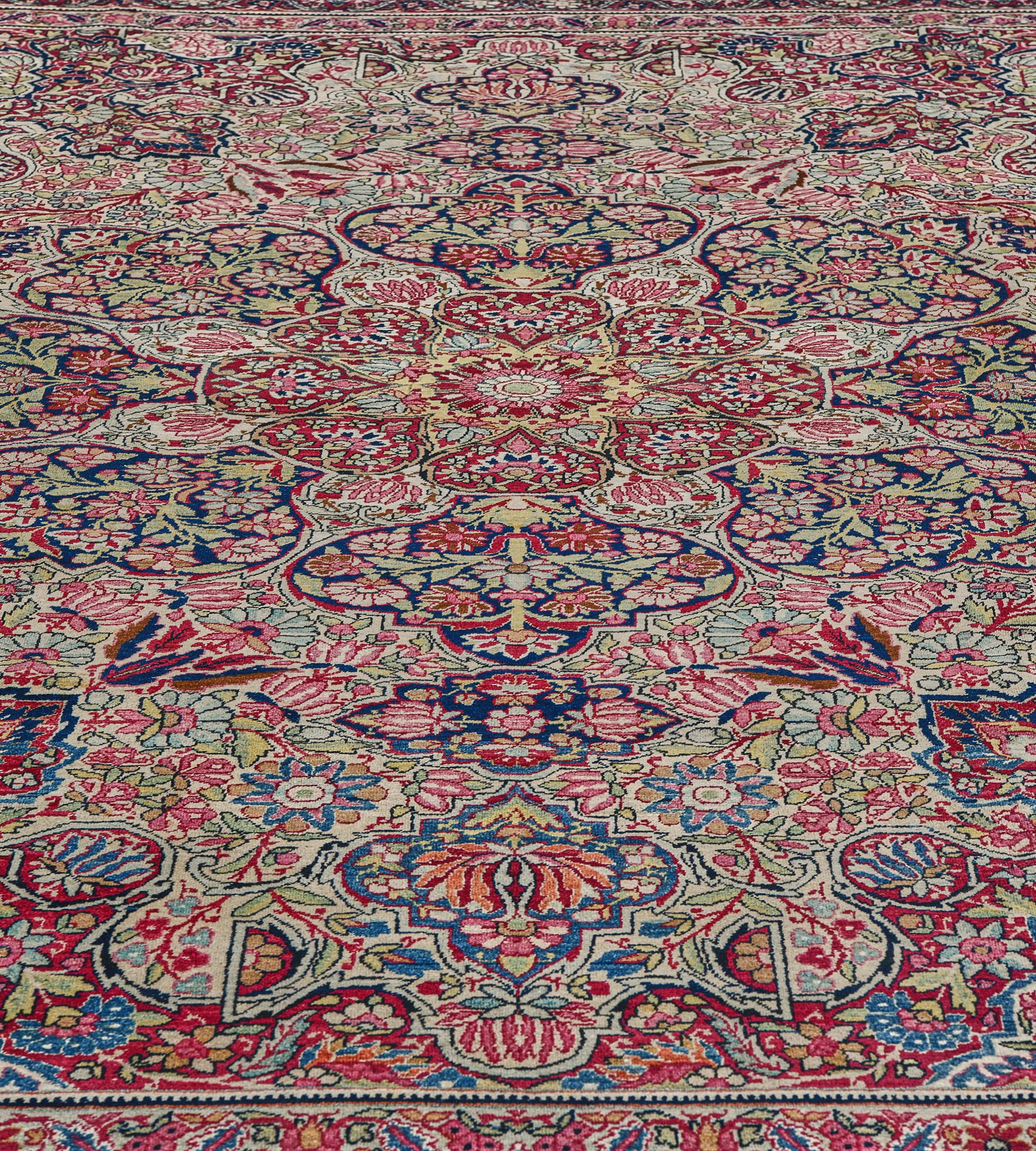 Authentic Antique Hand-Woven Wool Persian Kerman Rug 9'x11'5