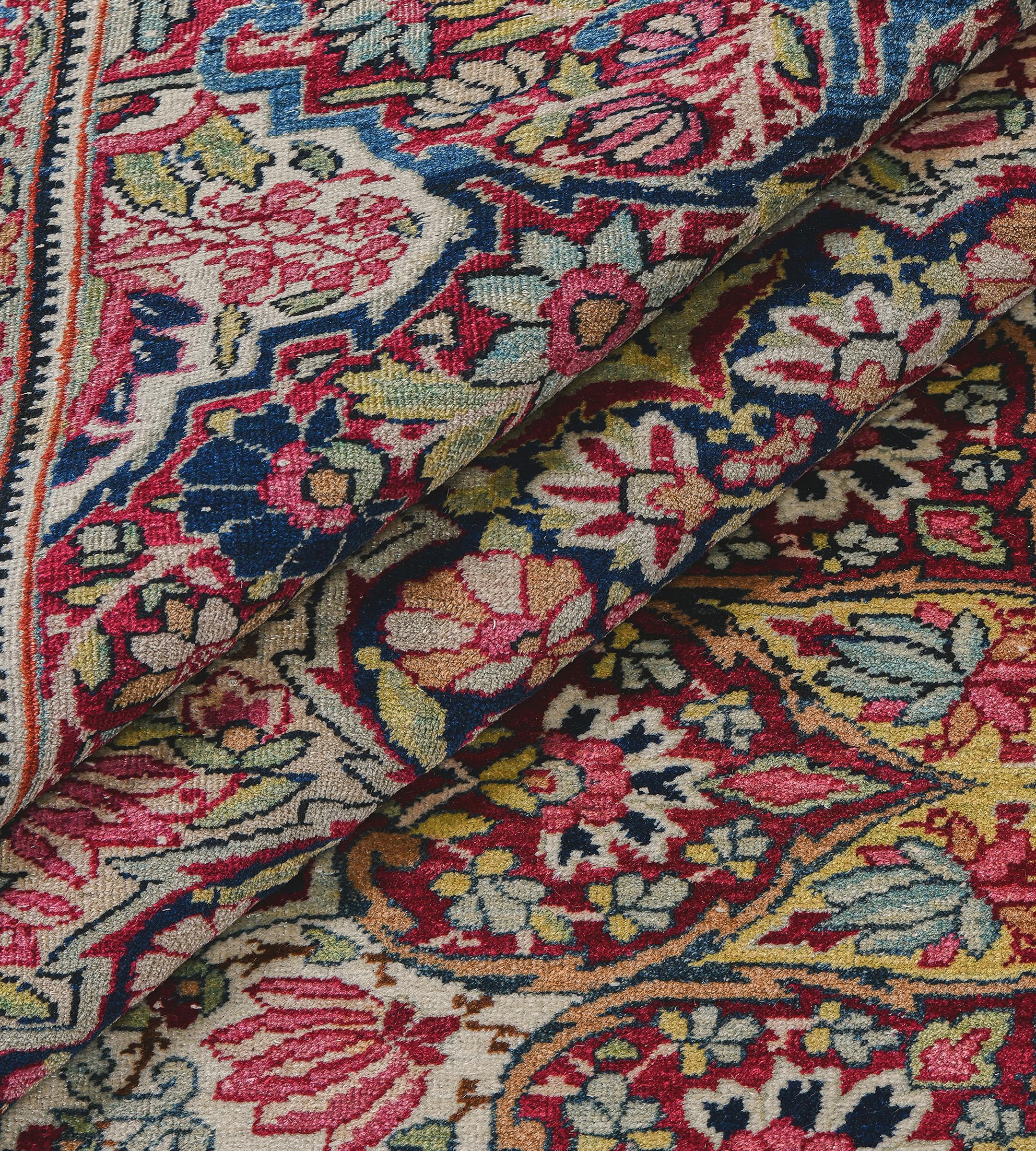 Authentic Antique Hand-Woven Wool Persian Kerman Rug 9'x11'5