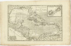Mappa antica autentica dei Caraibi, della Costa del Golfo e dell'America Centrale, 1787