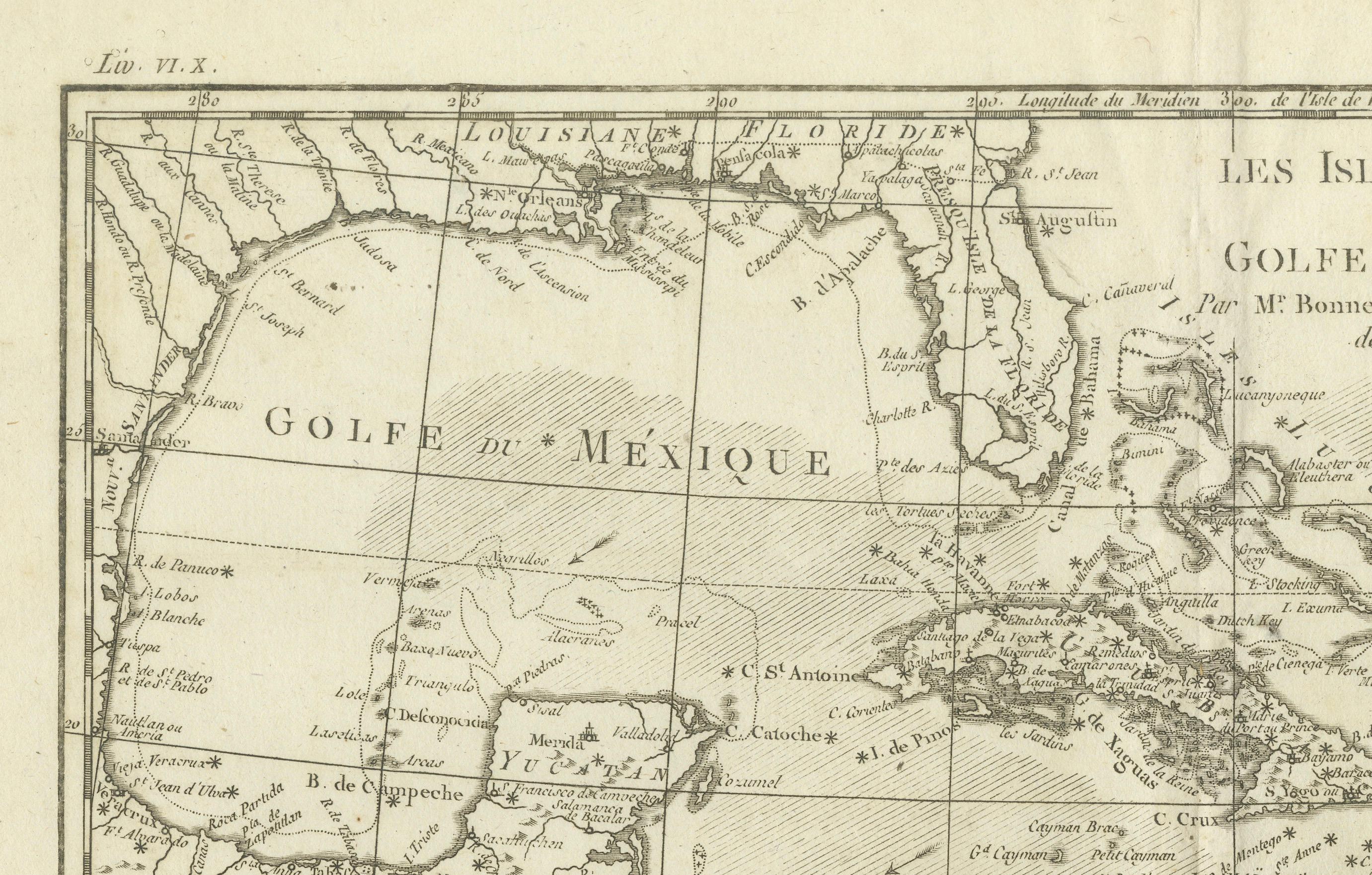 XVIIIe siècle Authentique carte ancienne des Caraïbes, de la côte du Golfe et d'Amérique centrale, 1787 en vente