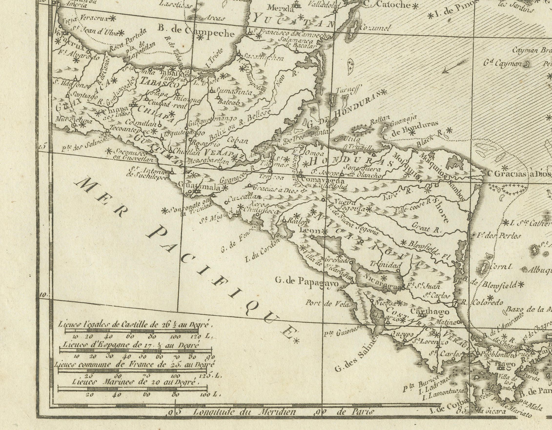 Papier Authentique carte ancienne des Caraïbes, de la côte du Golfe et d'Amérique centrale, 1787 en vente
