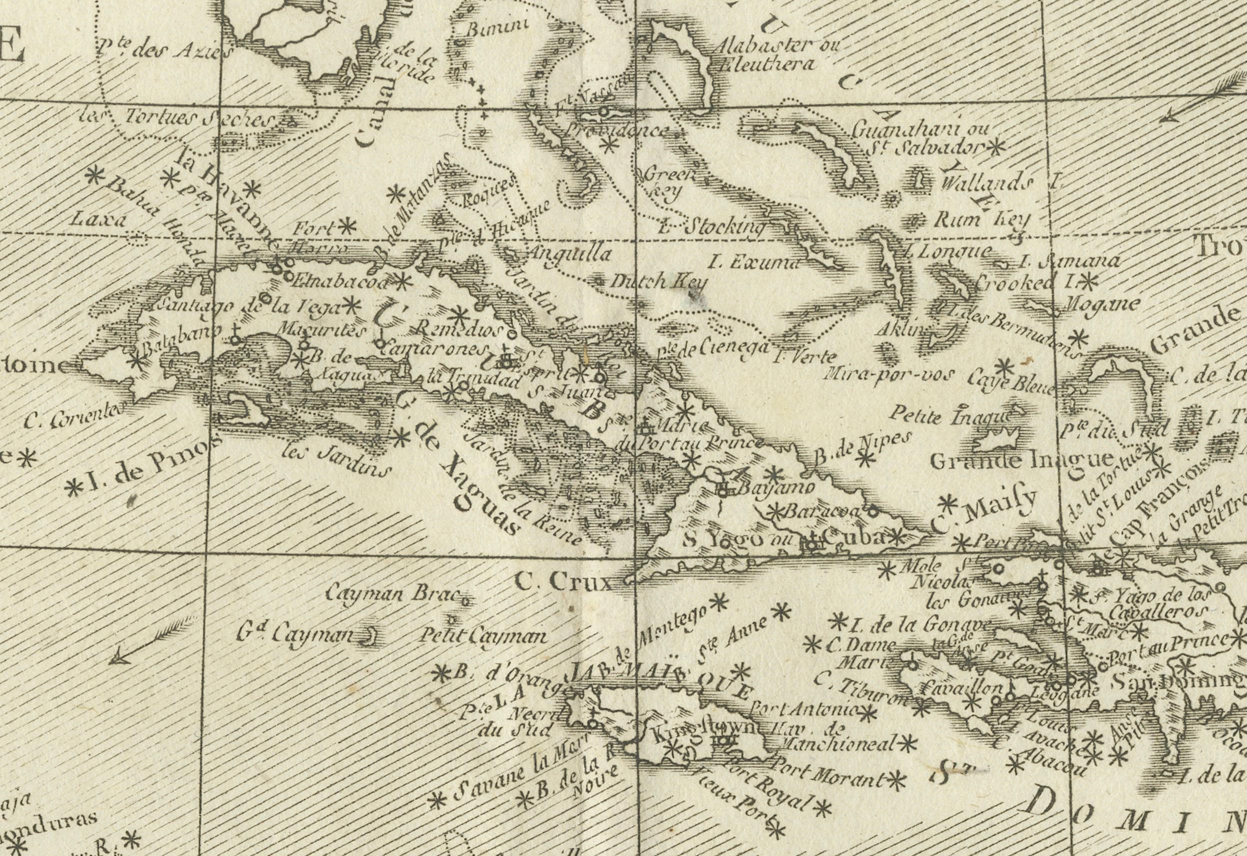 Authentique carte ancienne des Caraïbes, de la côte du Golfe et d'Amérique centrale, 1787 en vente 3
