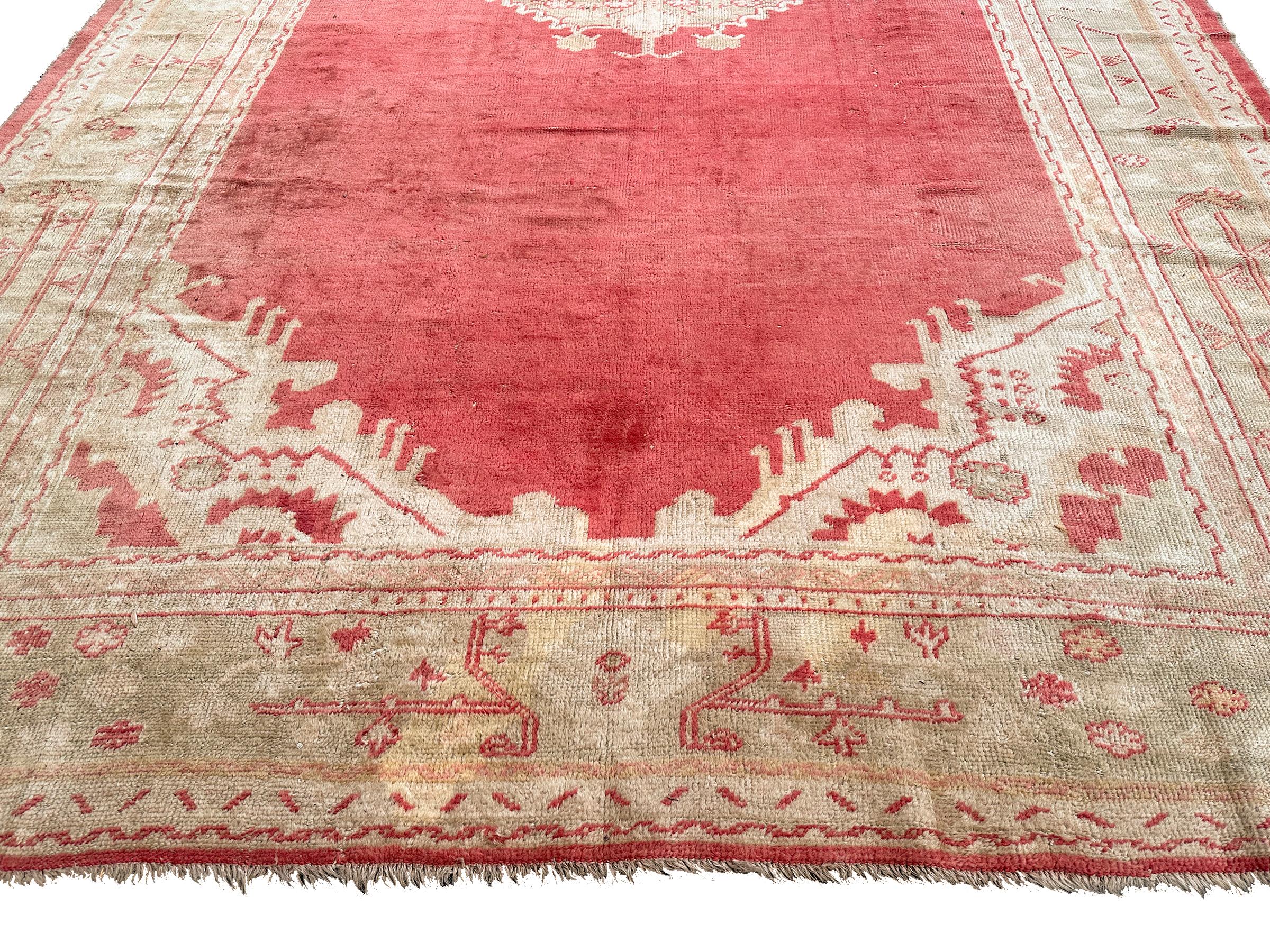 Authentic Antique Oushak Oversized Wool Foundation 1900 10x18 Handmade 305x549cm For Sale 2