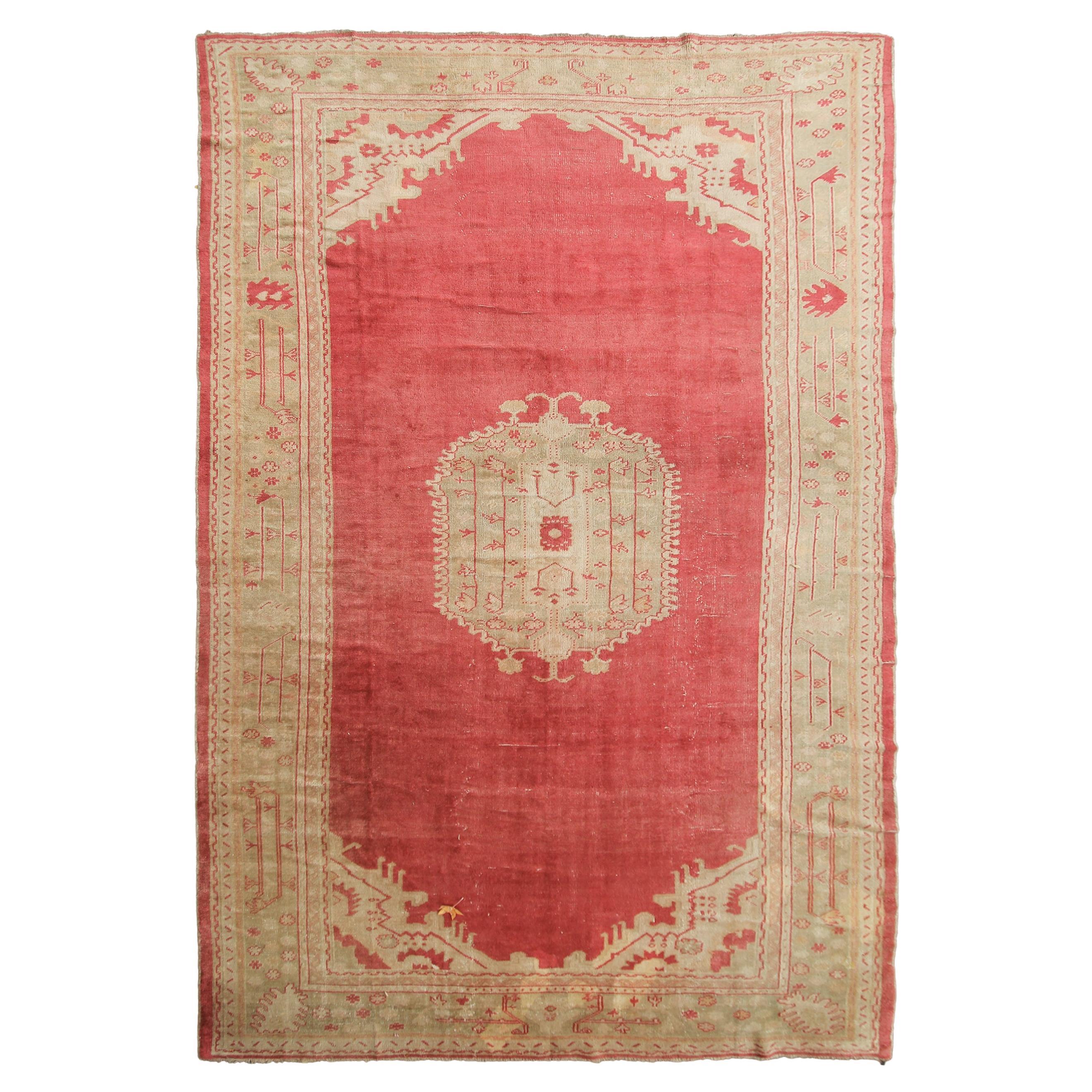 Autentico fondotinta antico in lana Oushak oversize 1900 10x18 fatto a mano 305x549cm in vendita