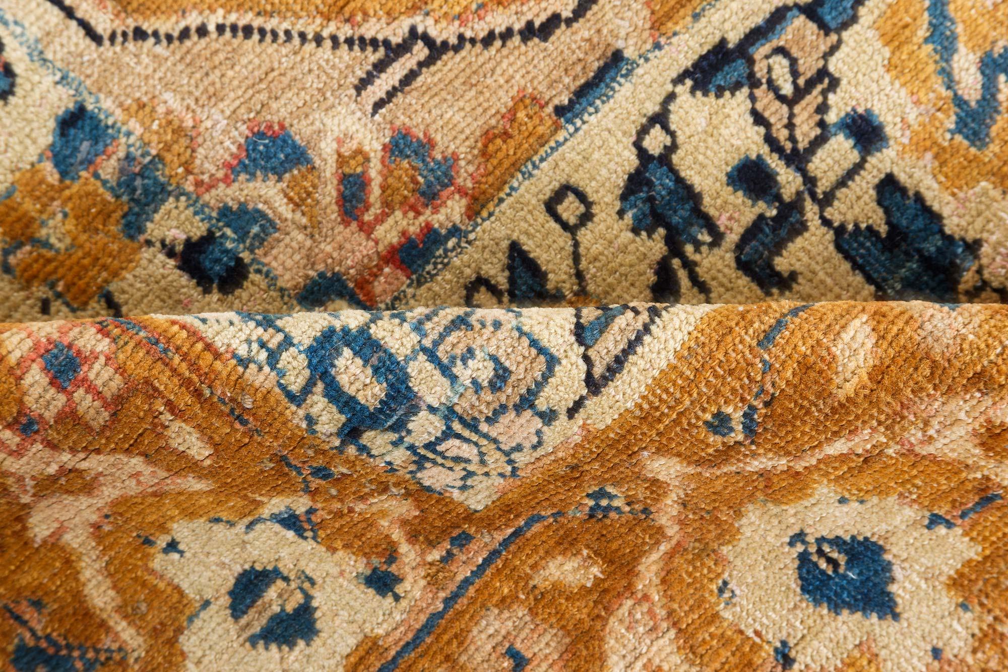 Authentique tapis persan ancien Bidjar Orange en laine fait à la main
Taille : 11'0