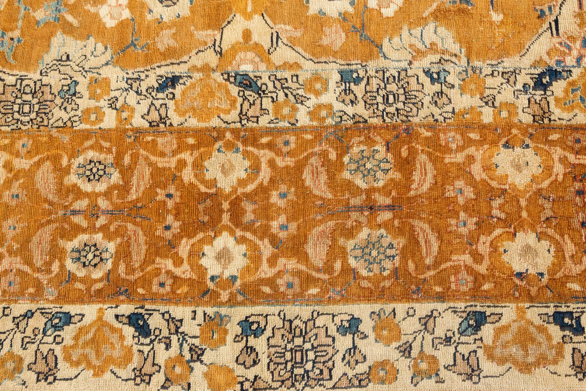 Authentic Antique Persian Bidjar Orange Handmade Wool Rug For Sale 1