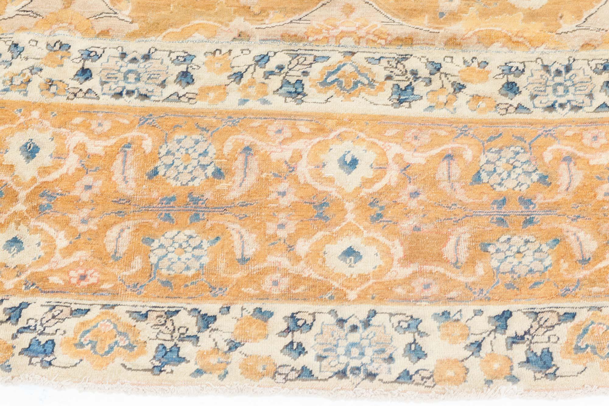 Authentic Antique Persian Bidjar Orange Handmade Wool Rug For Sale 3
