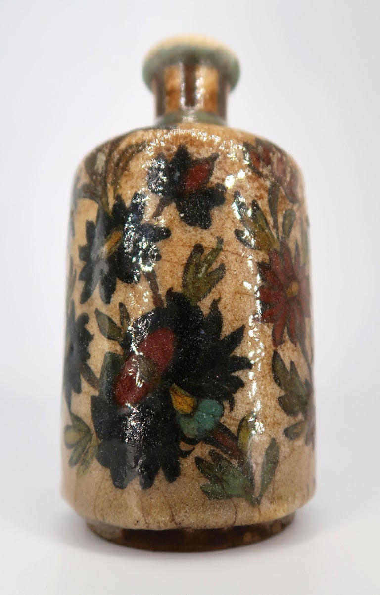 Authentic Antique Persian Qajar Rustic Pottery Tea Flasks, Late 19th