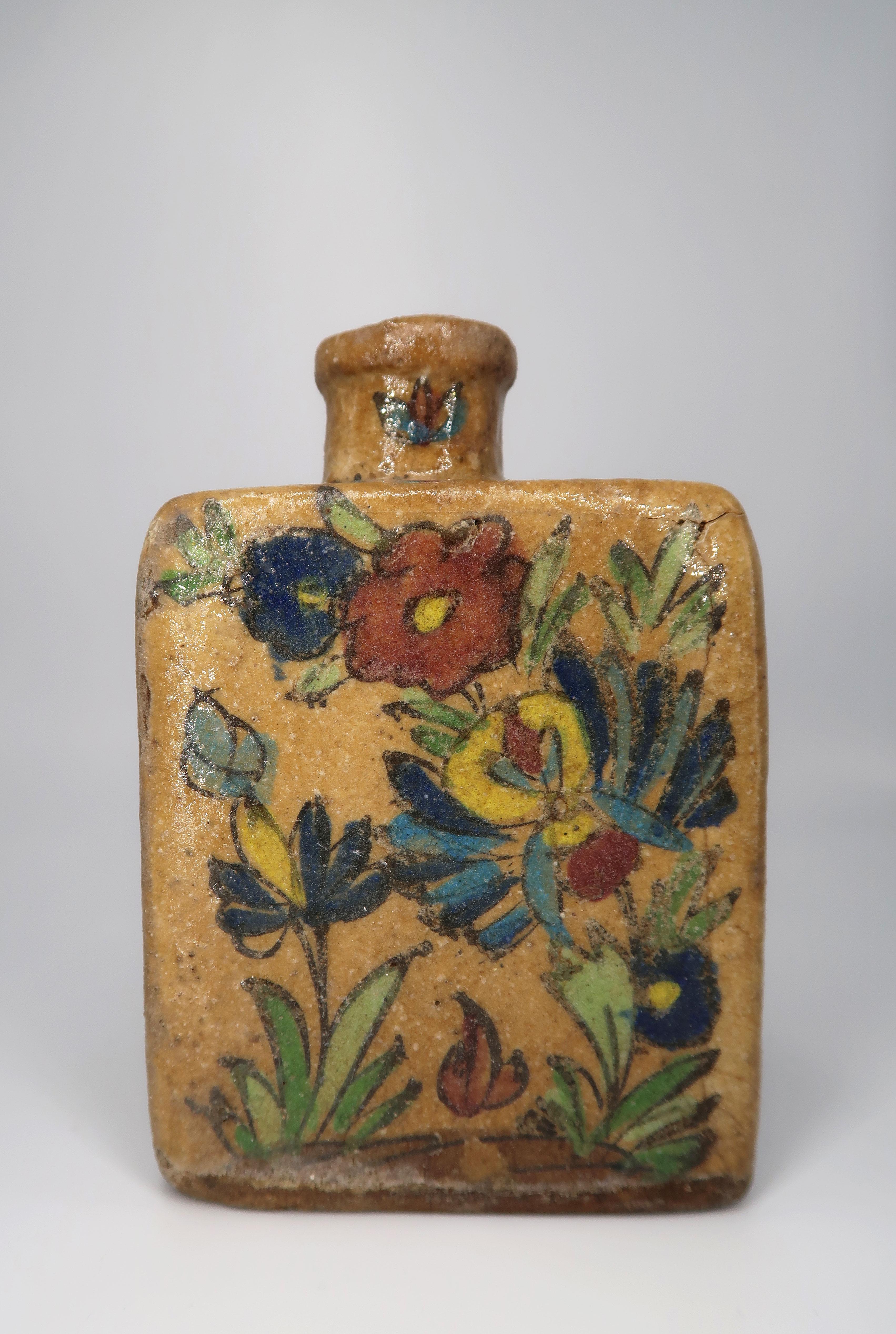 Pair of Authentic Antique Persian Qajar Pottery Tea Flasks, Late 19th Century 7