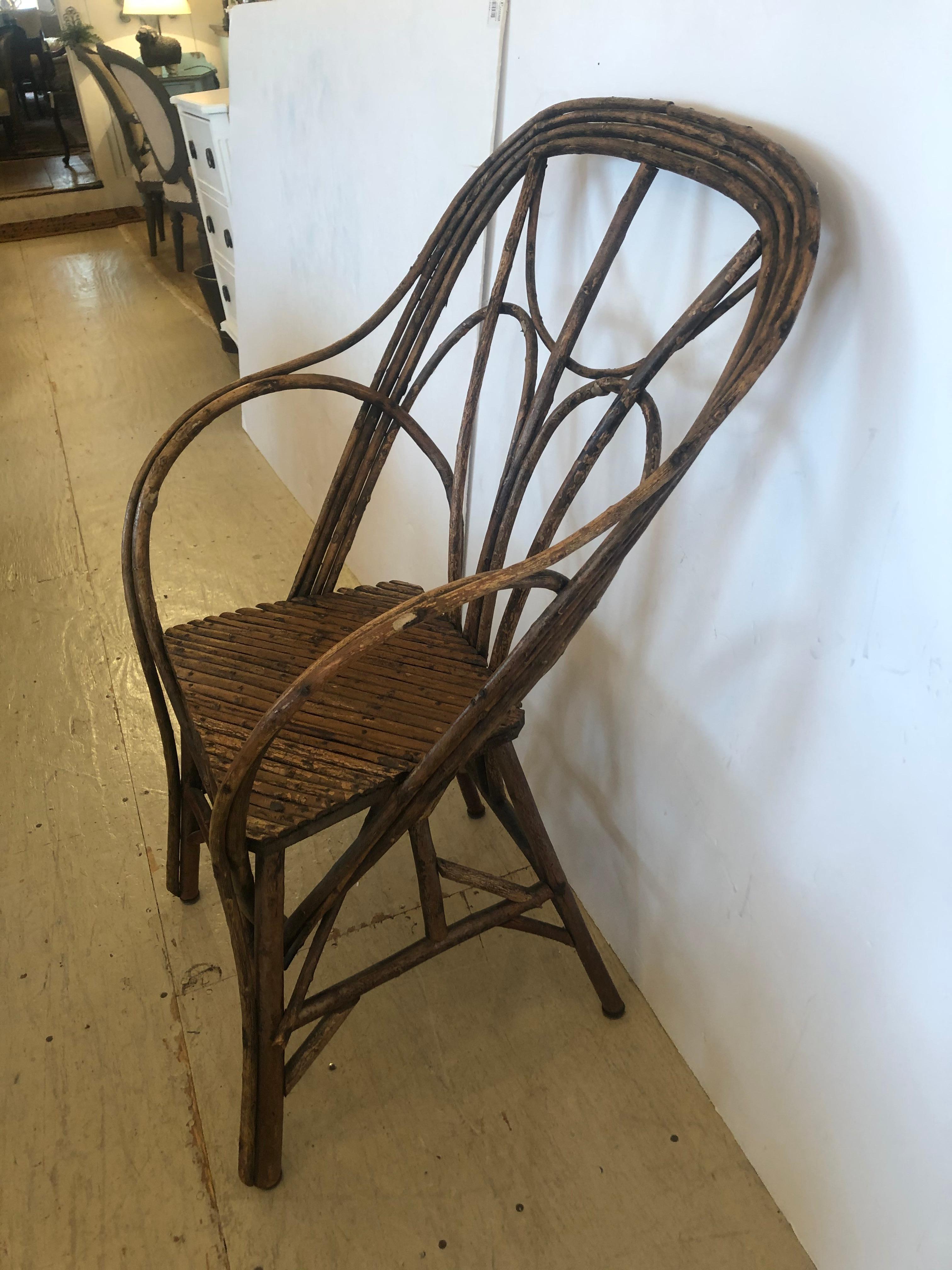 19th Century Authentic Antique Rustic Adirondack Twig Chair