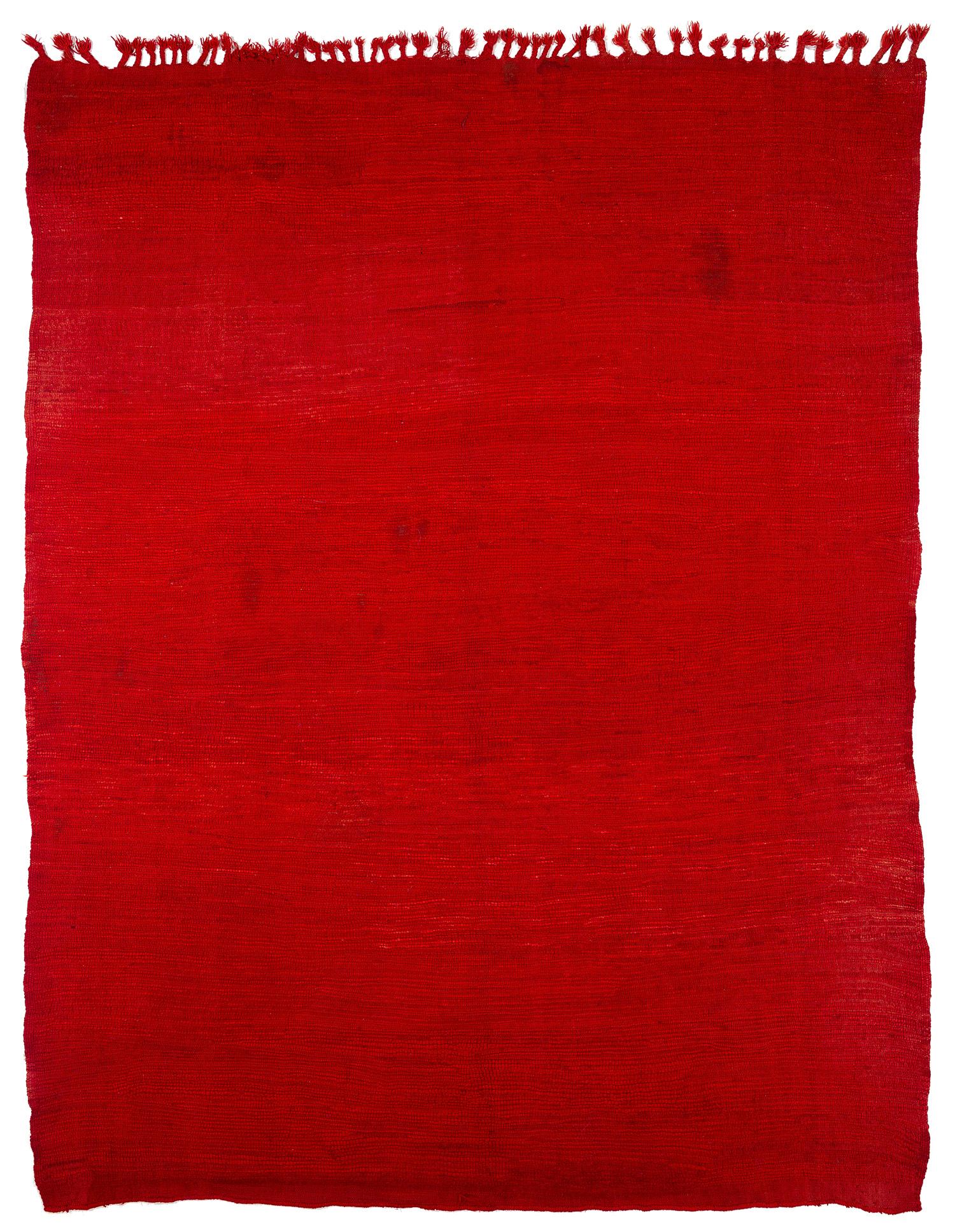 Authentischer antiker roter Chichaoua-Teppich aus marokkanischer Wolle im Vintage-Stil mit Fransen im Angebot 4