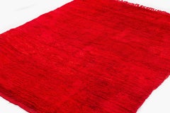 Authentic Antique Vintage Red Chichaoua Moroccan Wool Area Rug with Fringe