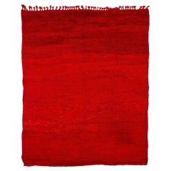 Authentischer antiker roter Chichaoua-Teppich aus marokkanischer Wolle im Vintage-Stil mit Fransen