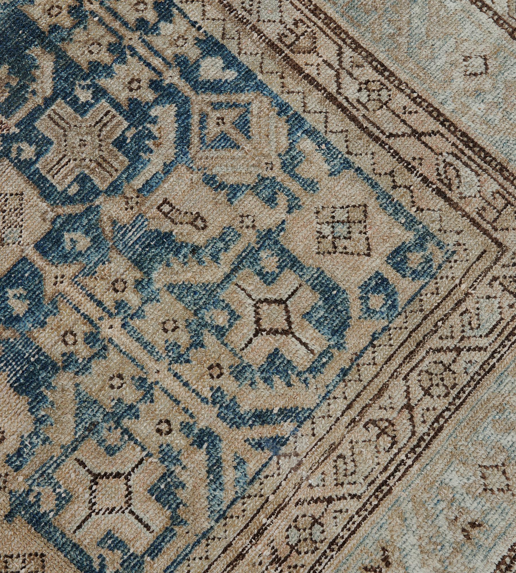 Hand-Knotted Authentic Antique Wool Persian Malayer Rug For Sale