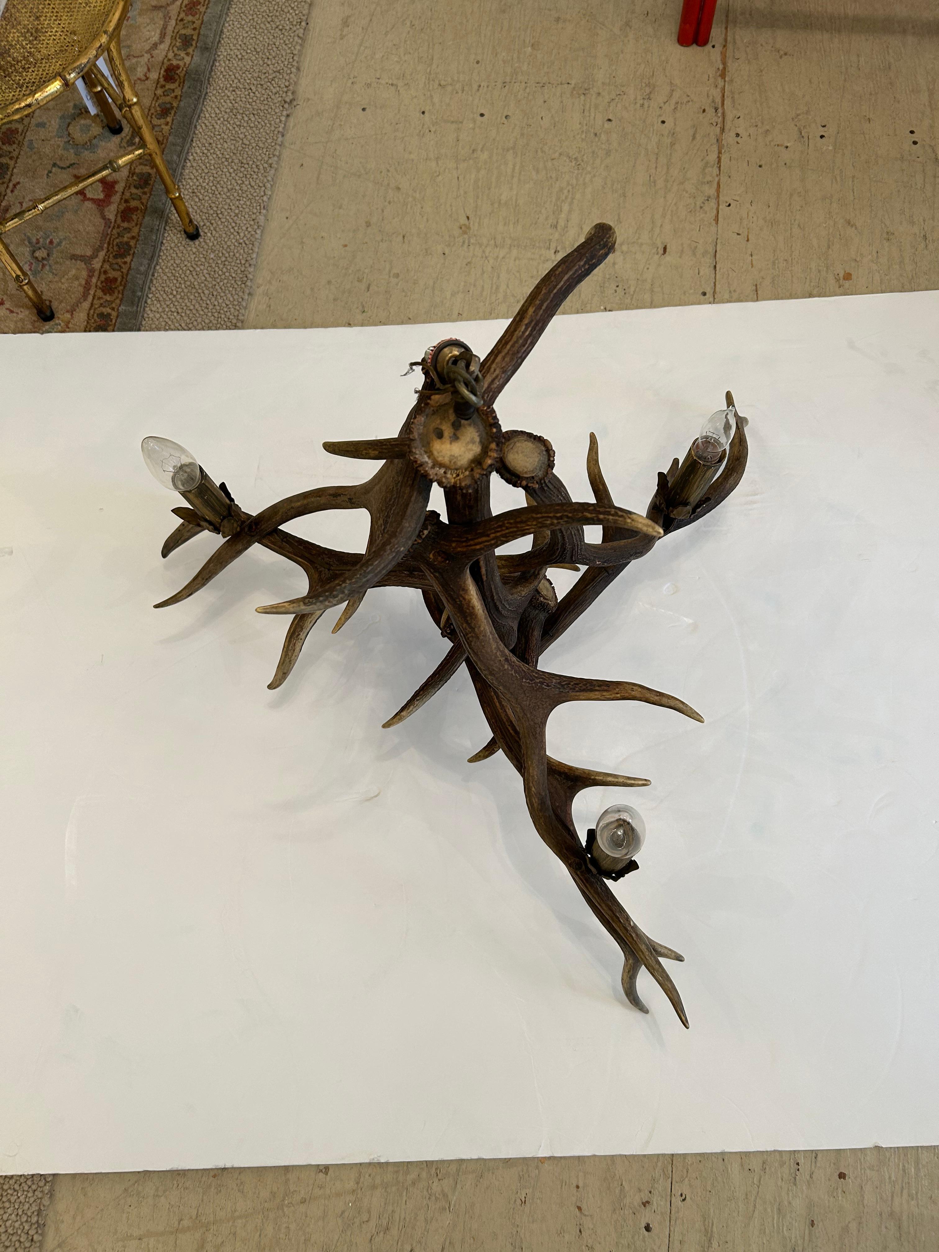 Authentic Antler Chandelier with Wonderful Shape For Sale 5