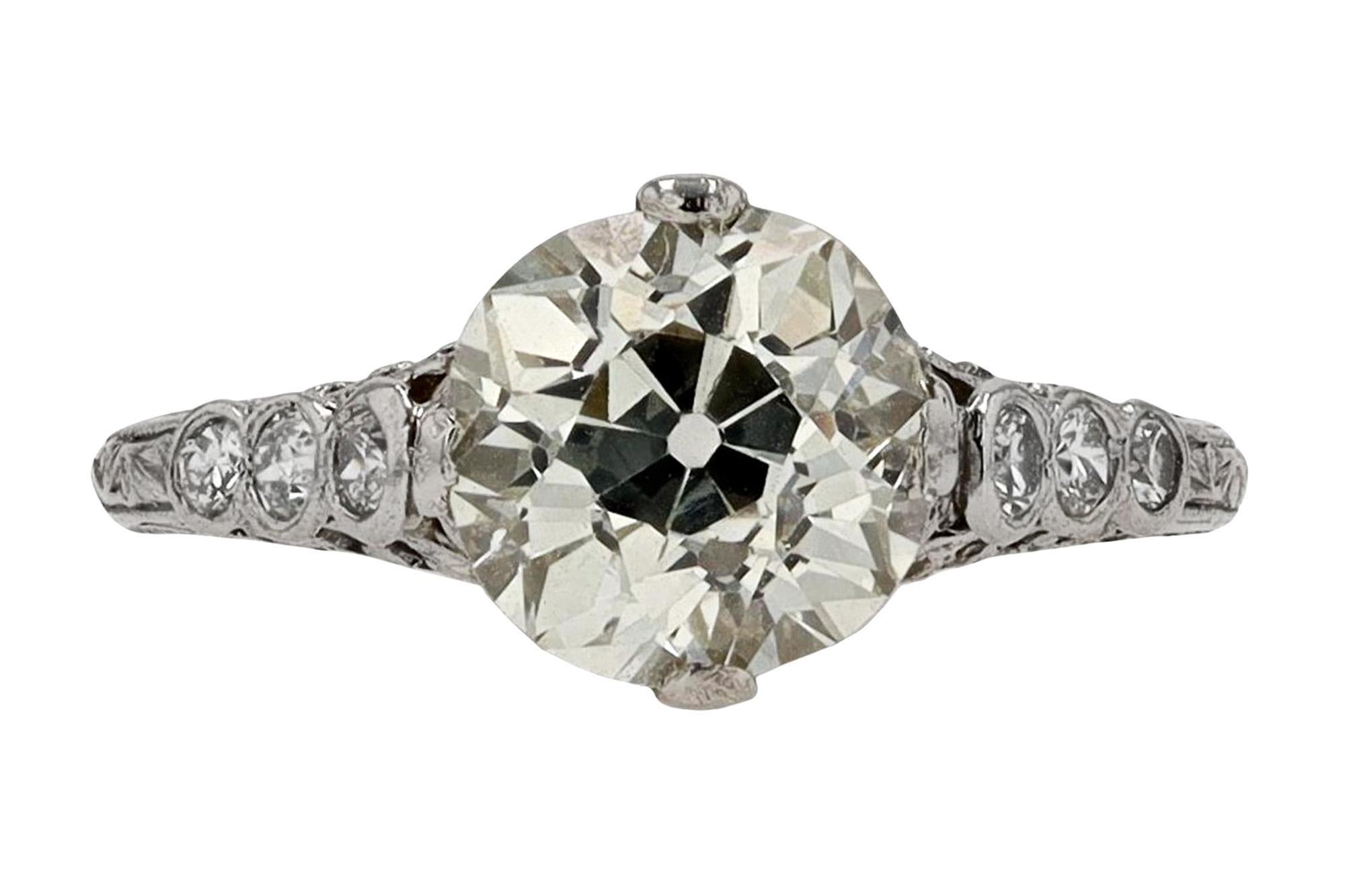 Authentic Art Deco 1920s 2.27 Carat Diamond Engagement Ring In Good Condition In Santa Barbara, CA