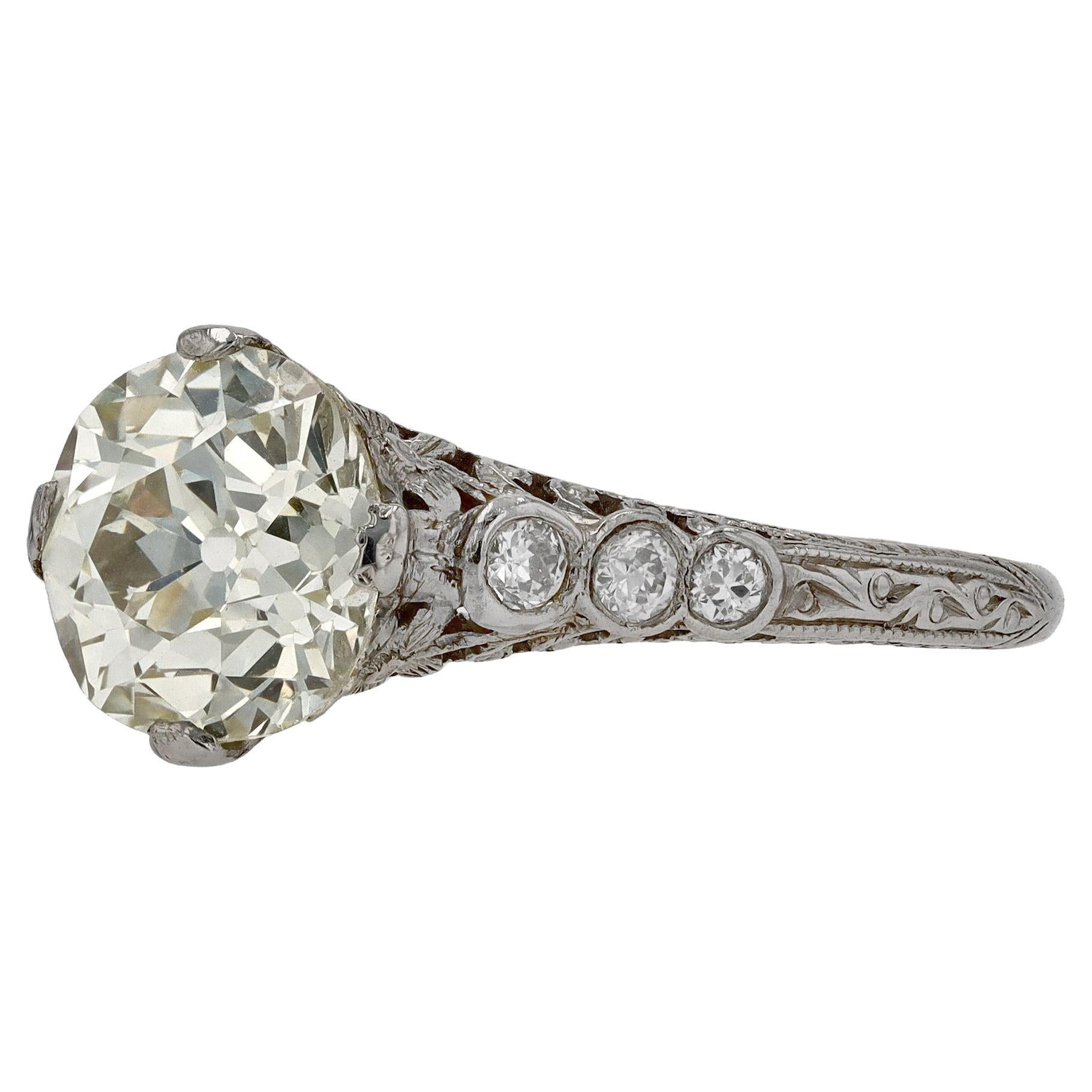 Authentic Art Deco 1920s 2.27 Carat Diamond Engagement Ring