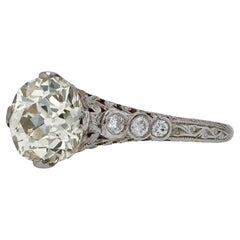Authentic Art Deco 1920s 2.27 Carat Diamond Engagement Ring