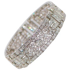 Authentic Art Deco 1920s Diamond Platinum Panel Bracelet