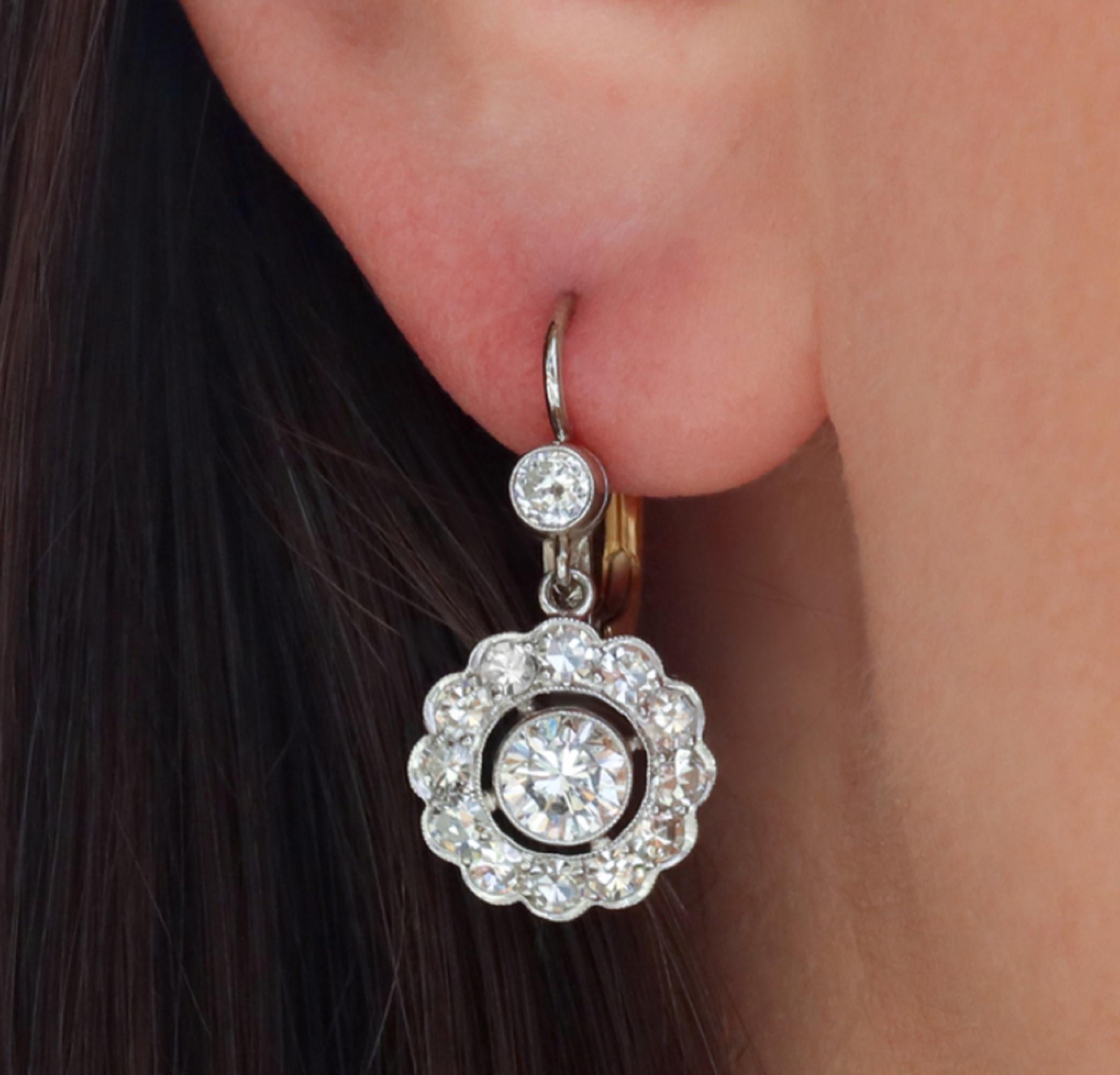 2 carat diamond drop earrings