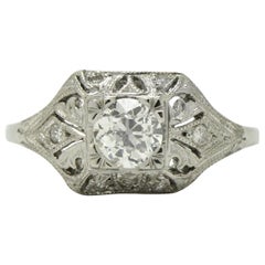 Art Deco Filigree Diamond Engagement Ring