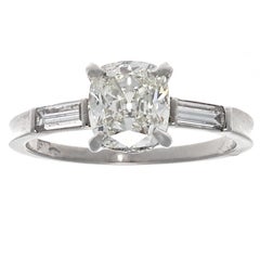 Authentic Art Deco GIA Certified 1+ Carat Old Mine Cut Diamond Platinum Ring