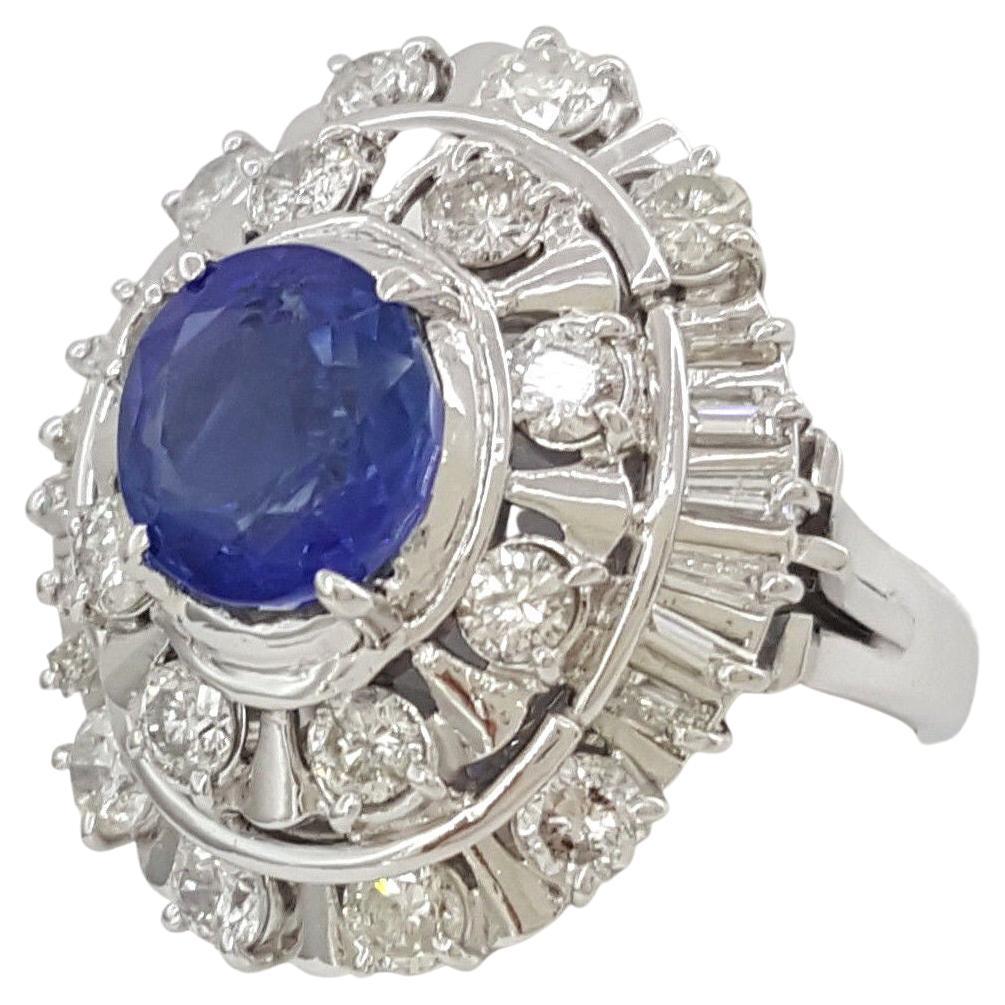 Modern Authentic Art Deco Vintage Agl Certified Ceylon Sapphire Ring For Sale