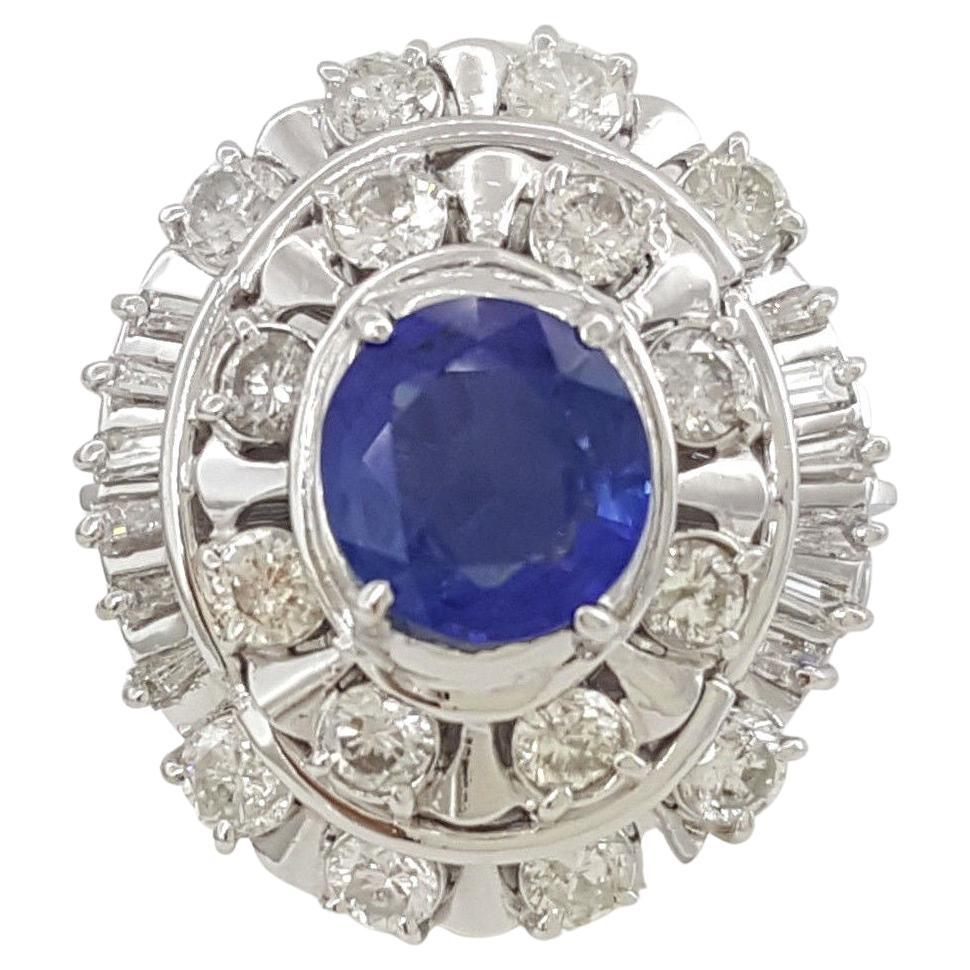 Authentic Art Deco Vintage Agl Certified Ceylon Sapphire Ring For Sale