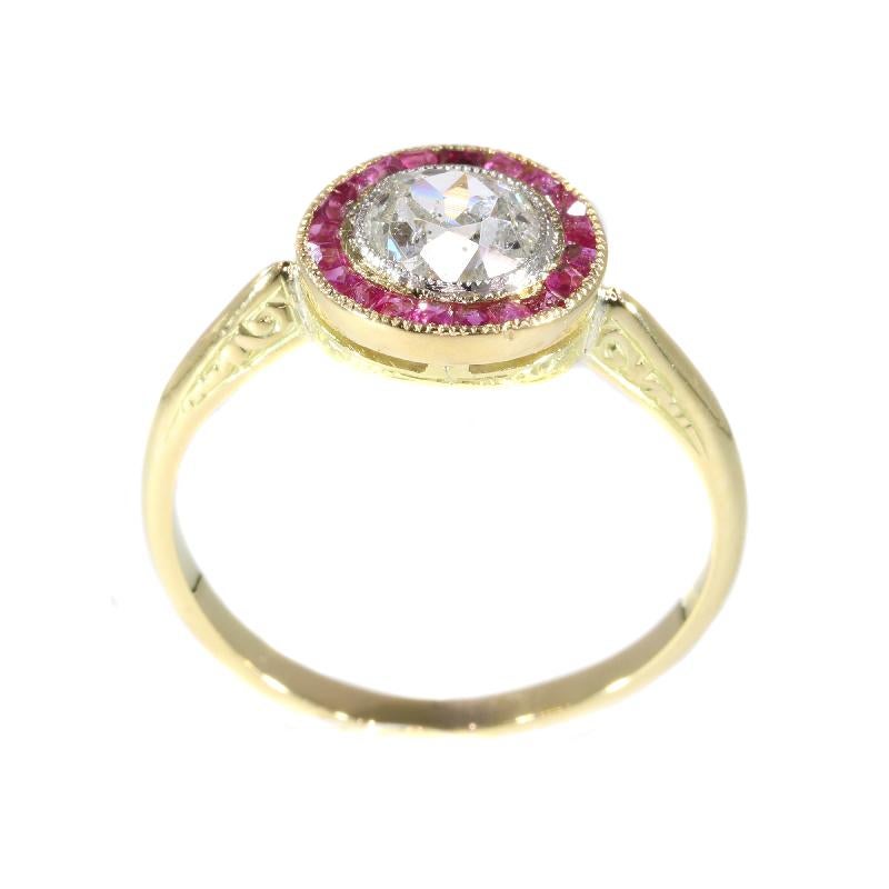 Authentic Art Deco Vintage Diamond and Ruby Engagement Ring (Art déco)
