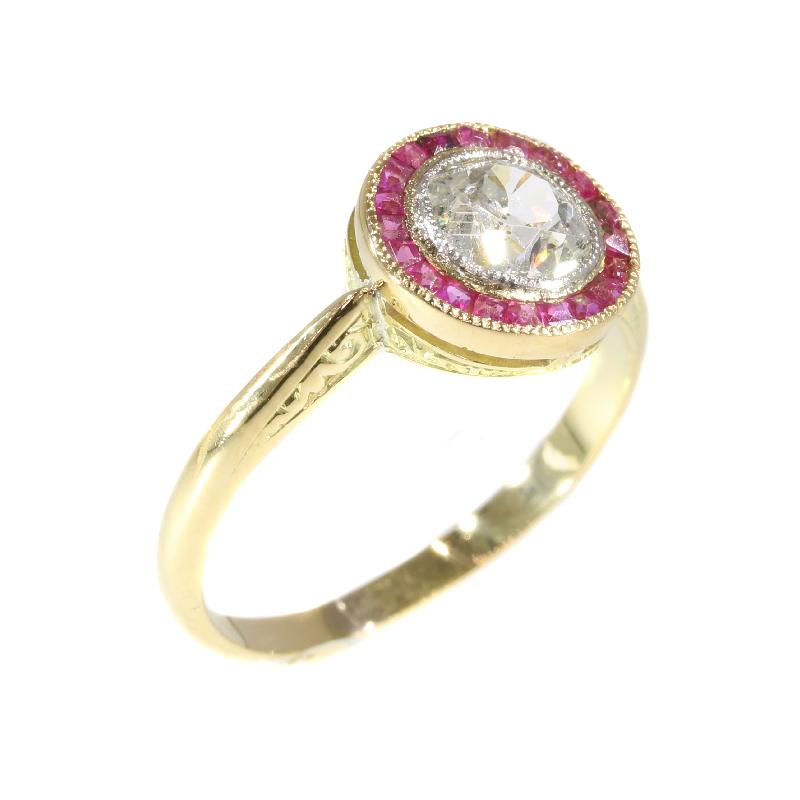Authentic Art Deco Vintage Diamond and Ruby Engagement Ring 1