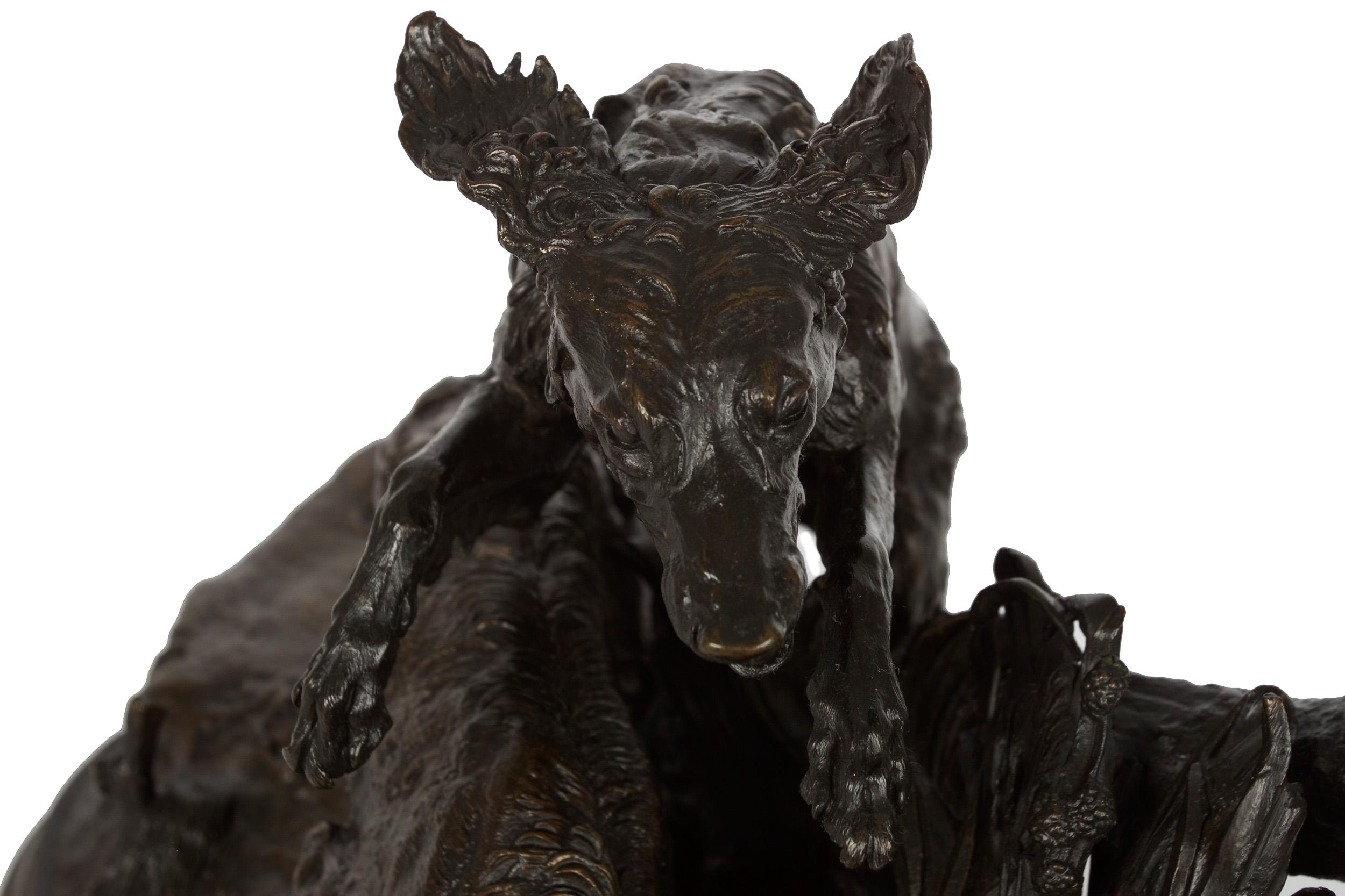Authentic Atelier Cast Antique Bronze Sculpture of Duck Hunt by Pierre J. Mene For Sale 8