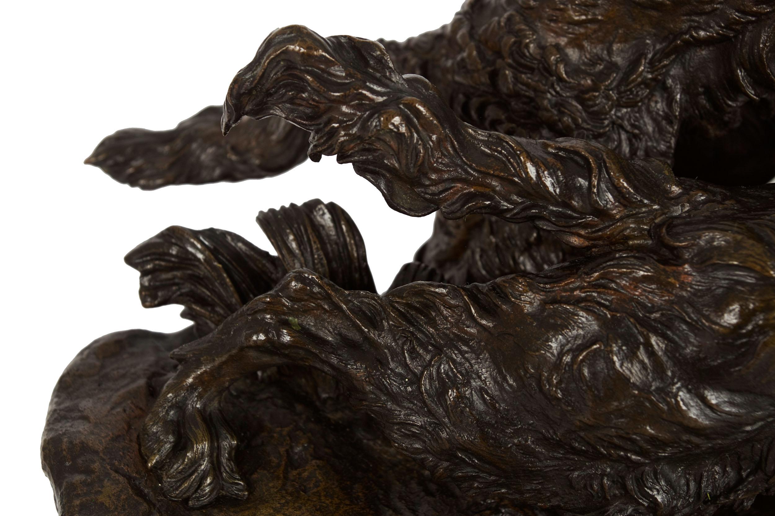 Authentic Atelier Cast Antique Bronze Sculpture of Duck Hunt by Pierre J. Mene For Sale 10