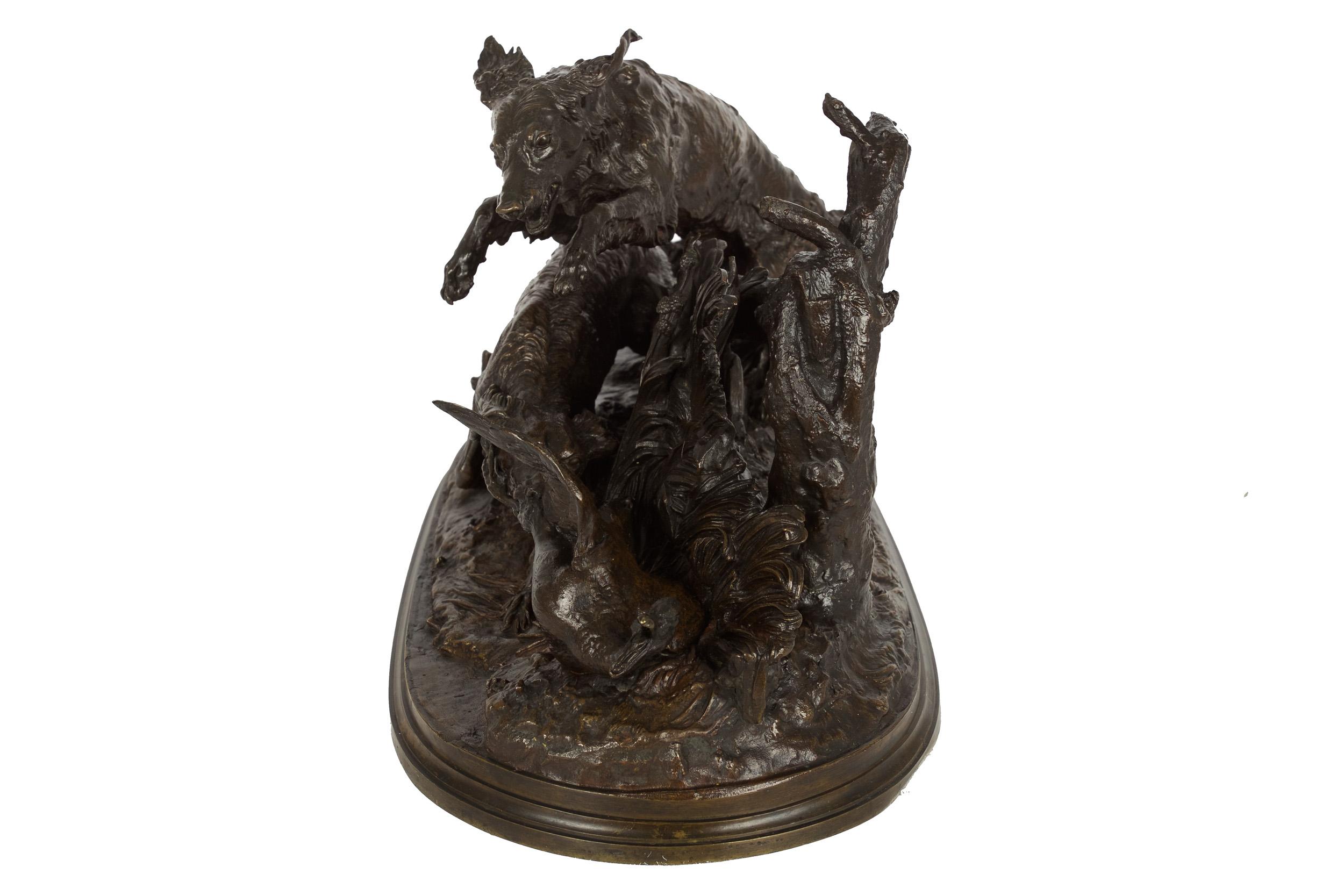 Français Authentique sculpture de chasse au canard en bronze ancien coulé de Pierre J. Mene en vente