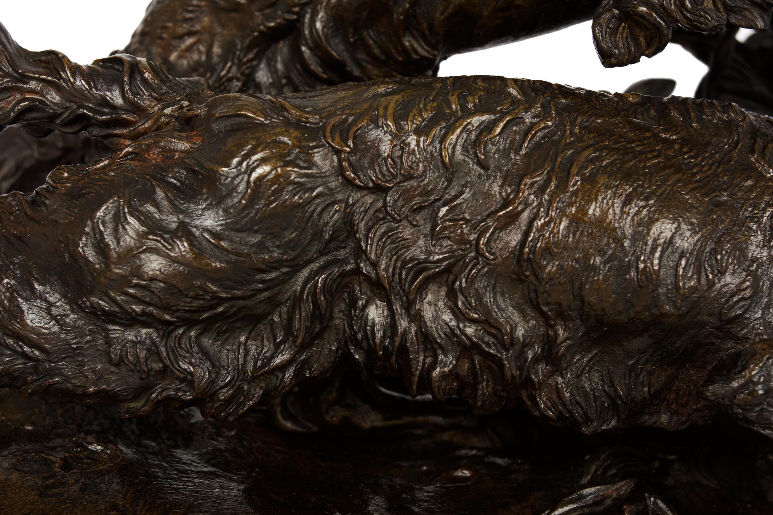 Authentic Atelier Cast Antique Bronze Sculpture of Duck Hunt by Pierre J. Mene For Sale 2