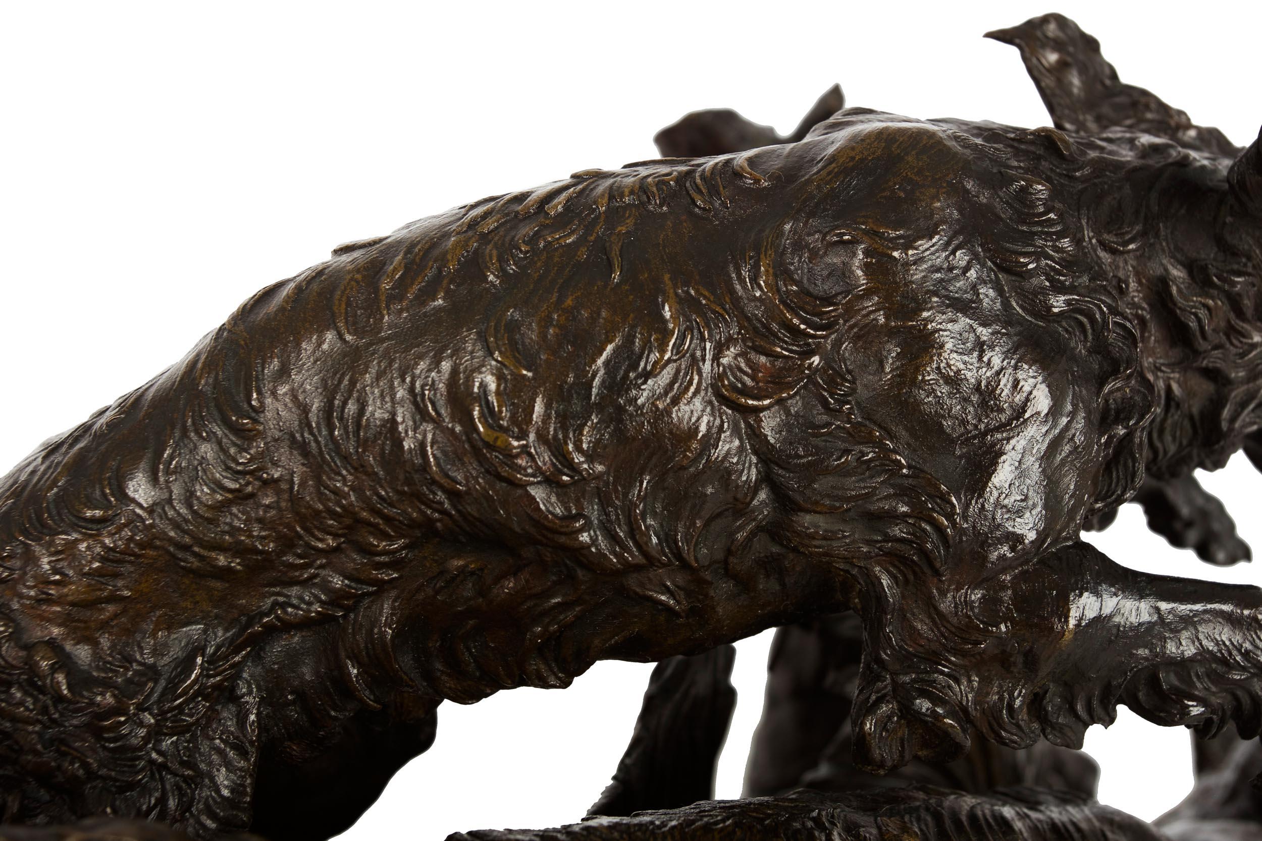 Authentique sculpture de chasse au canard en bronze ancien coulé de Pierre J. Mene en vente 2