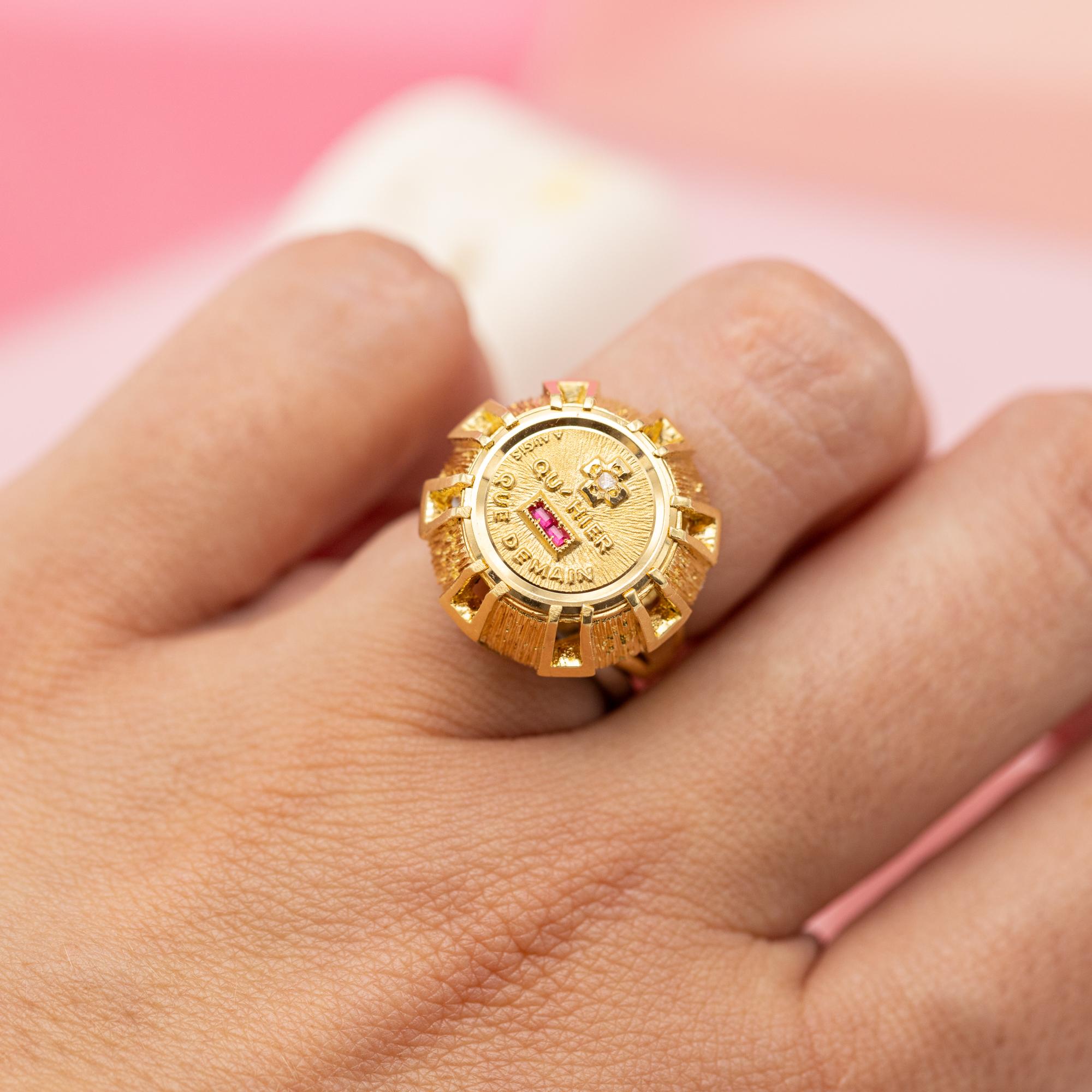 Single Cut Authentic Augis - Plus qu'hier et moins que demain - French love 18k solid gold