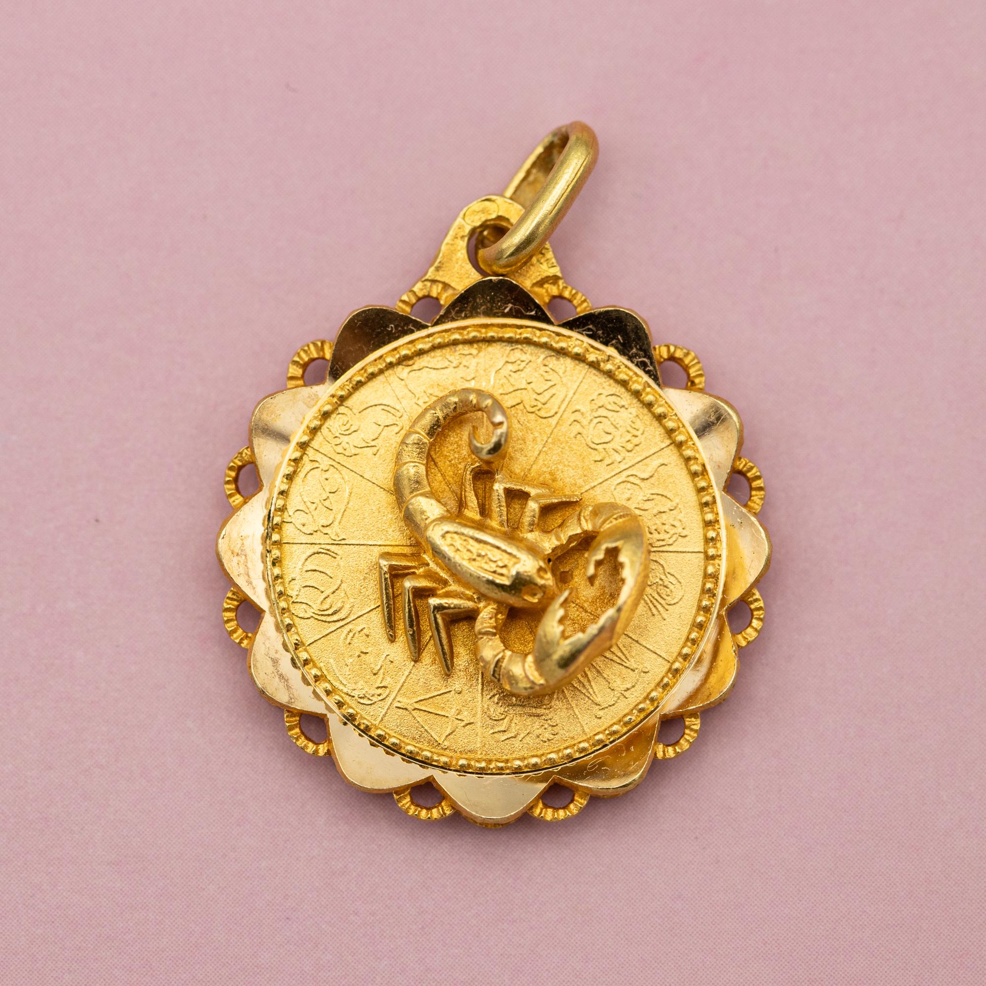 Rétro Autentico Augis - Ciondolo Scorpione - Segno zodiacale - Oro massiccio francese 18 ct.