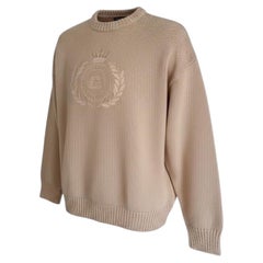 authentic Balenciaga '21 Embroidered BB Crest Beige Cotton Jumper size Unifit M