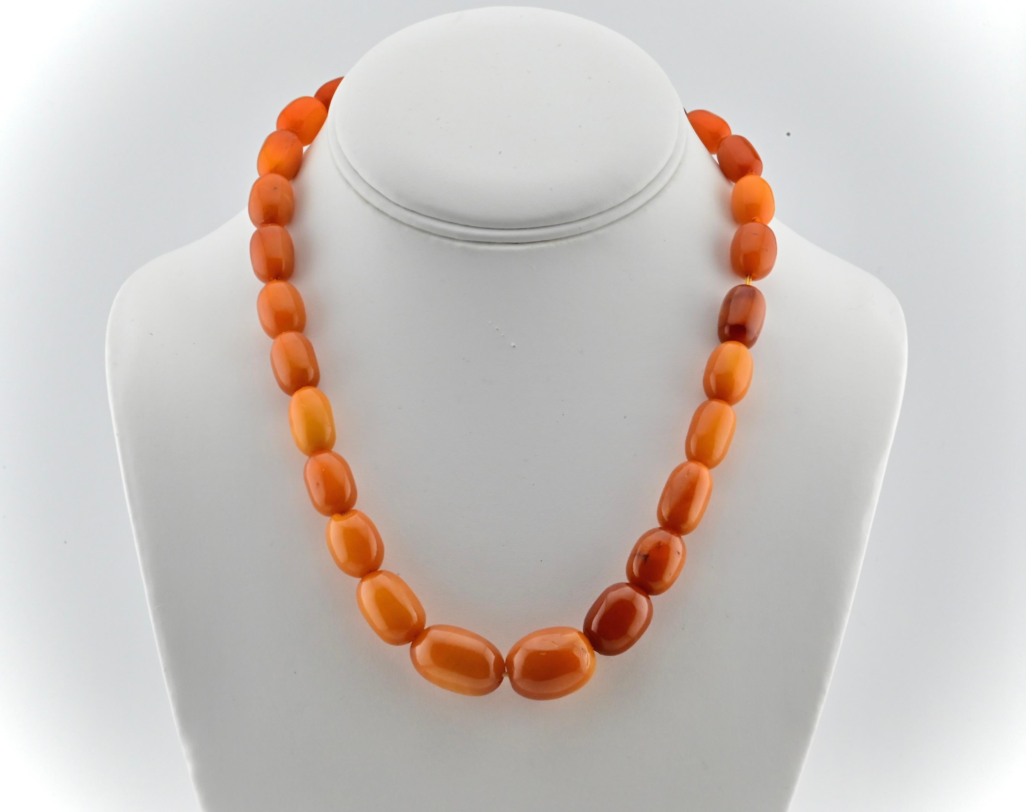 This is a gorgeous beaded authentic amber necklace. It’s in great condition, with little to no wear. It weighs 35 grams, and is 18 1/2 inches in length. If you have any questions or concerns, please feel free to reach out! 