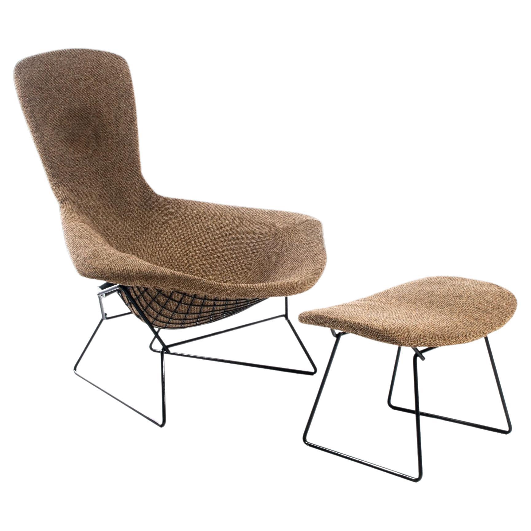 Authentic Bird Lounge Chair and Ottoman by Harry Bertoia for Knoll, USA, 1960s For Sale