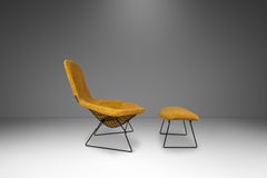 Chaise longue en forme d'oiseau authentique avec pouf assorti, Harry Bertoia, Harris, États-Unis, 1960