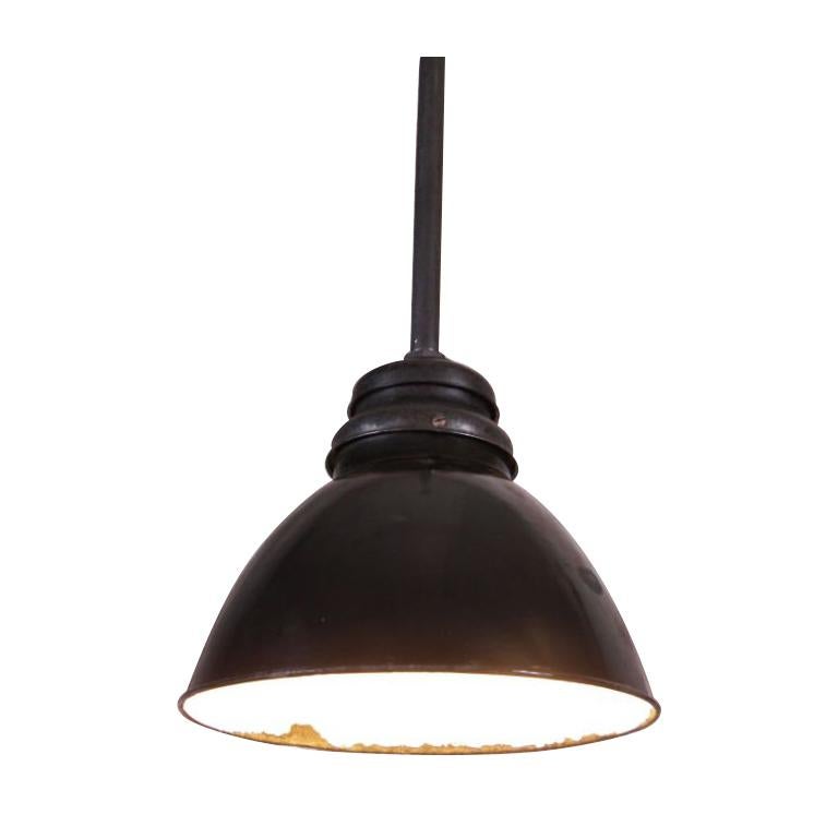 Authentic Black Enamel Distressed Factory Pendant Lamp
