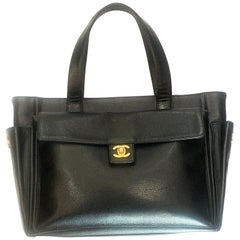 Authentic Black Large Chanel Caviar Leather Shoulder handbag bag