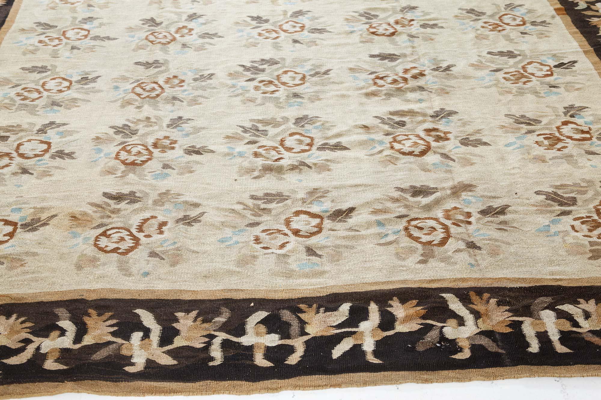 Hand-Knotted Authentic Botanic Russian Bessarabian Handmade Rug For Sale