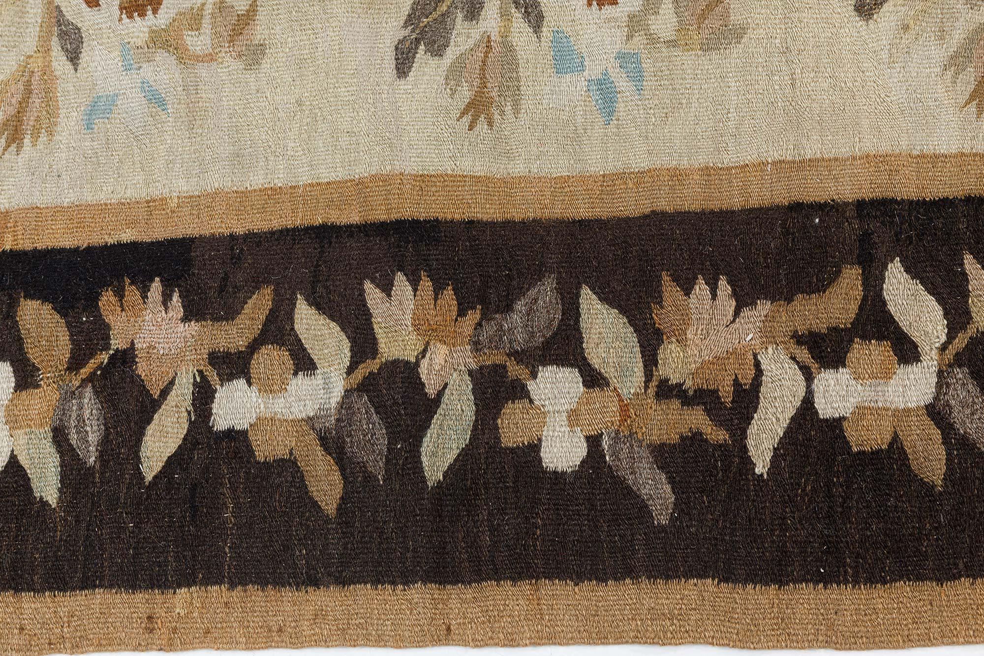 20th Century Authentic Botanic Russian Bessarabian Handmade Rug For Sale