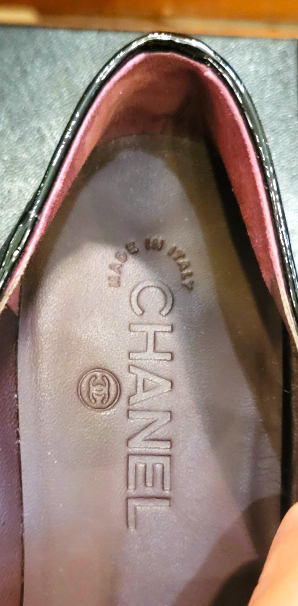 Authentic Brand New Chanel Black Balerina Flats Satin Leather Size 39 2