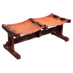 Authentic Brazilian Bench Craftsmanship in Solid Wood and Leather