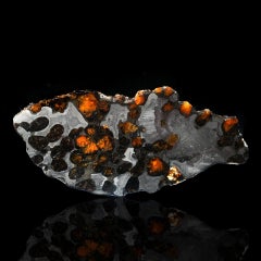 Authentic Brenham Pallasite Meteorite Slice – 59g Translucent Olivine Crystals