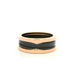Authentic Bulgari 18k Rose Gold Ceramic 8.4mm B. Zero 1 Band Ring sz 62