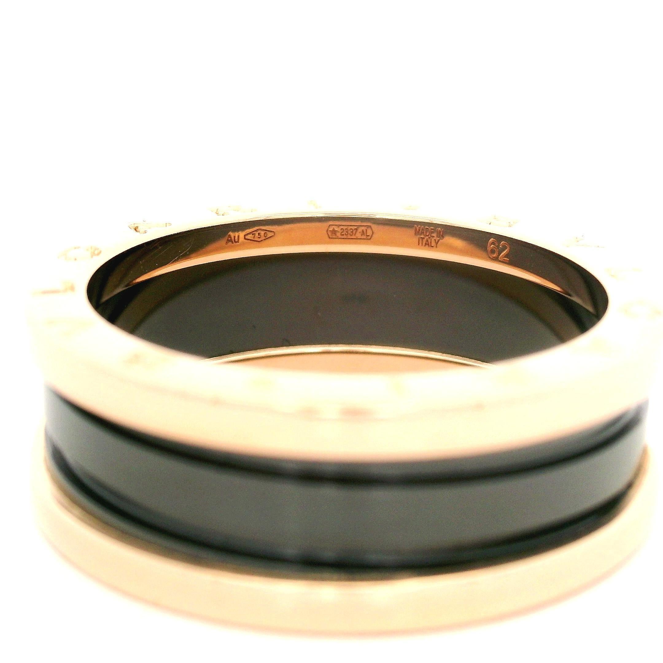 Authentic Bulgari 18k Rose Gold Ceramic 8.4mm B. Zero 1 Band Ring sz 62 2
